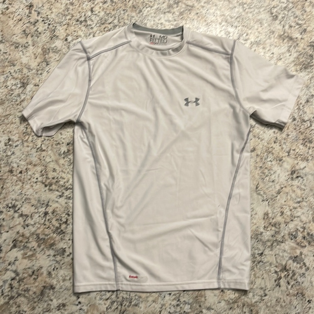 Under Armour Mens White Fitted SS Tee AM